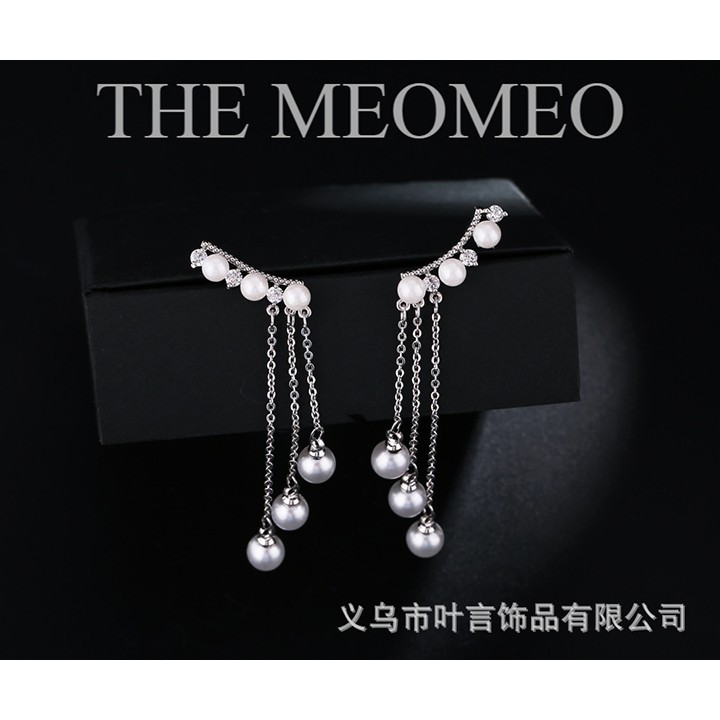 [FREESHIP] Bông Tai Nữ Mạ Bạc dáng dài tiểu thư trang sức cao cấp, Khuyên tai nữ ngọc trinh -The Meomeo𝟑𝟖