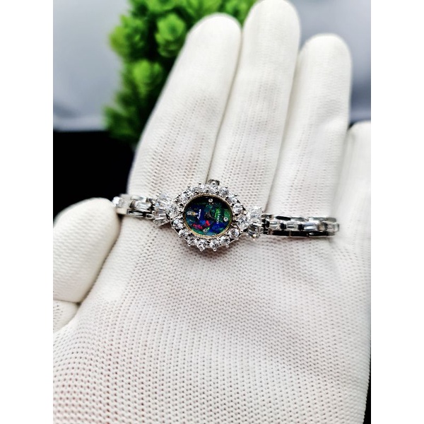 Đồng hồ nữ mặt Opal đá pha lê full dây Thụy sĩ