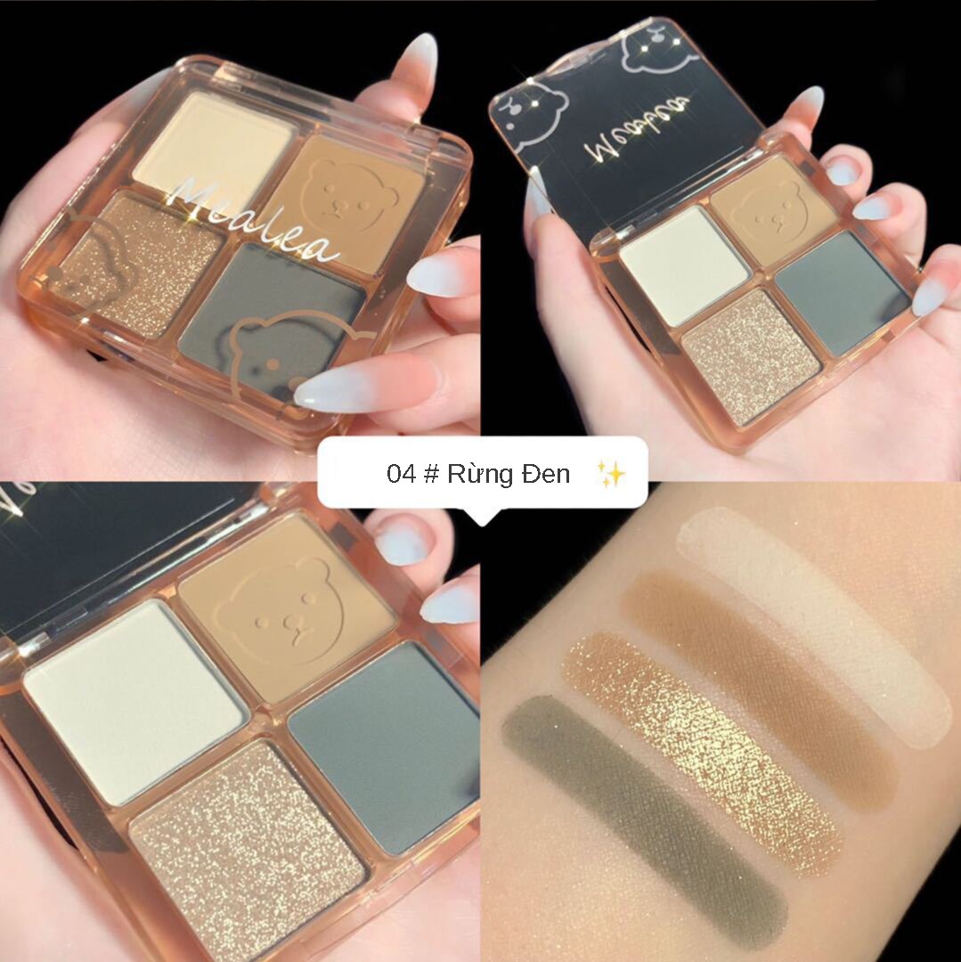 Bảng phấn mắt 4 màu họa tiết gấu đáng yêu trang điểm màu nude hiệu ứng sequin ánh ngọc trai có độ bóng cao | BigBuy360 - bigbuy360.vn