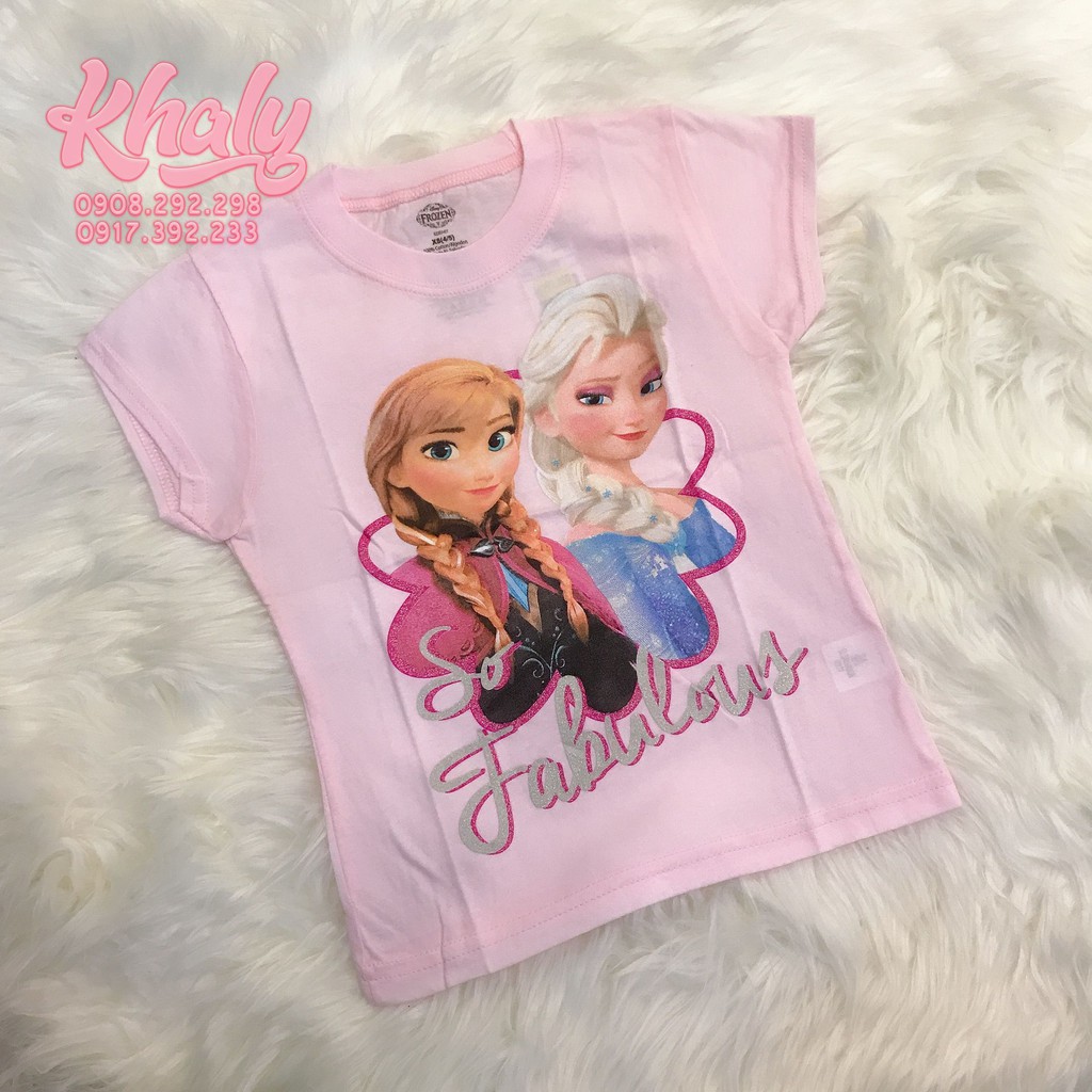 Áo thun tay ngắn trẻ em hình công chúa Elsa và Anna (Frozen) màu hồng nhạt size XS cho bé gái 4,5 tuổi (Mỹ US-UK) - ATFZ