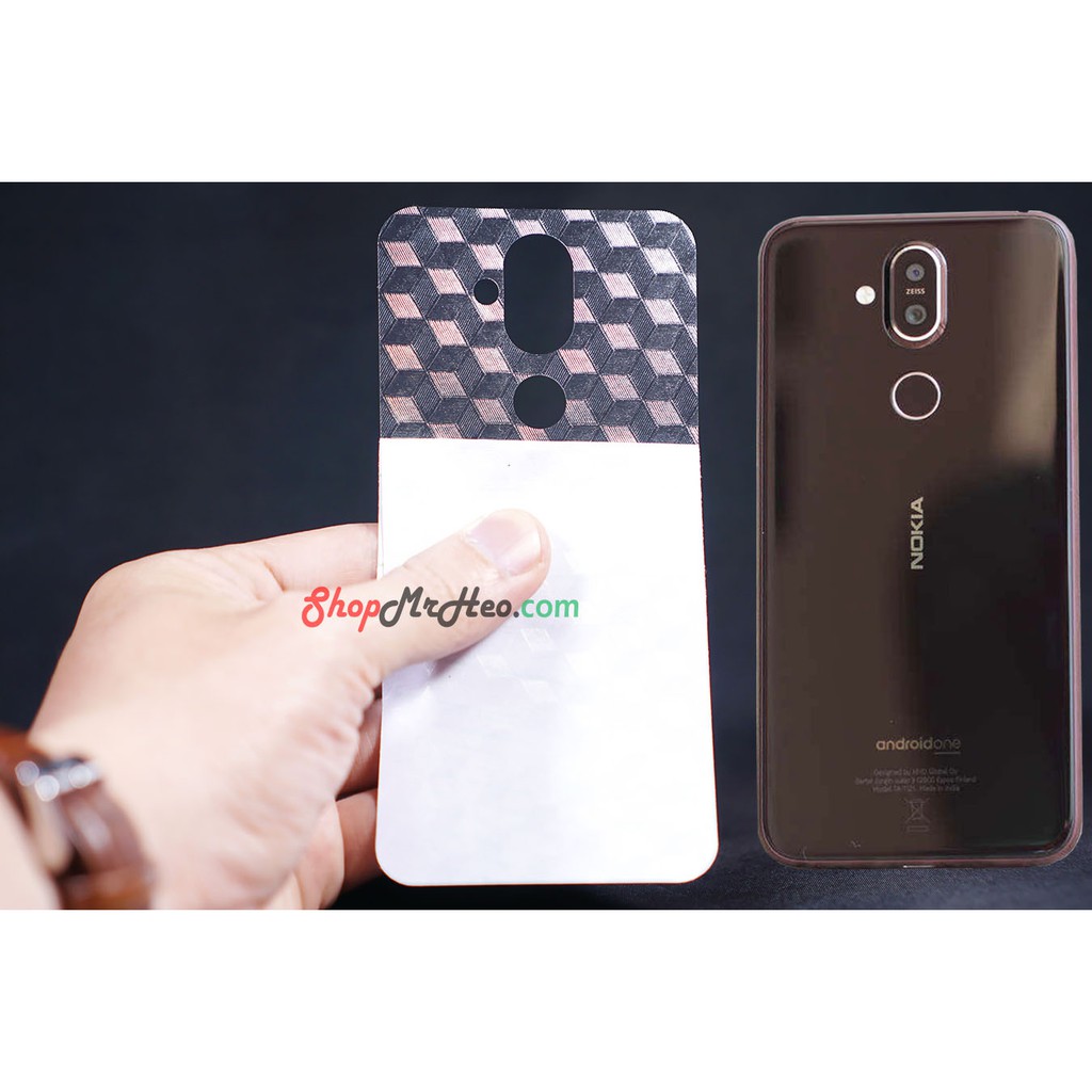 Skin Dán Mặt Lưng Vân 3D Nokia 8.1 - Nokia X7 - Carbon, Hình hộp, Nhám, Vân Da