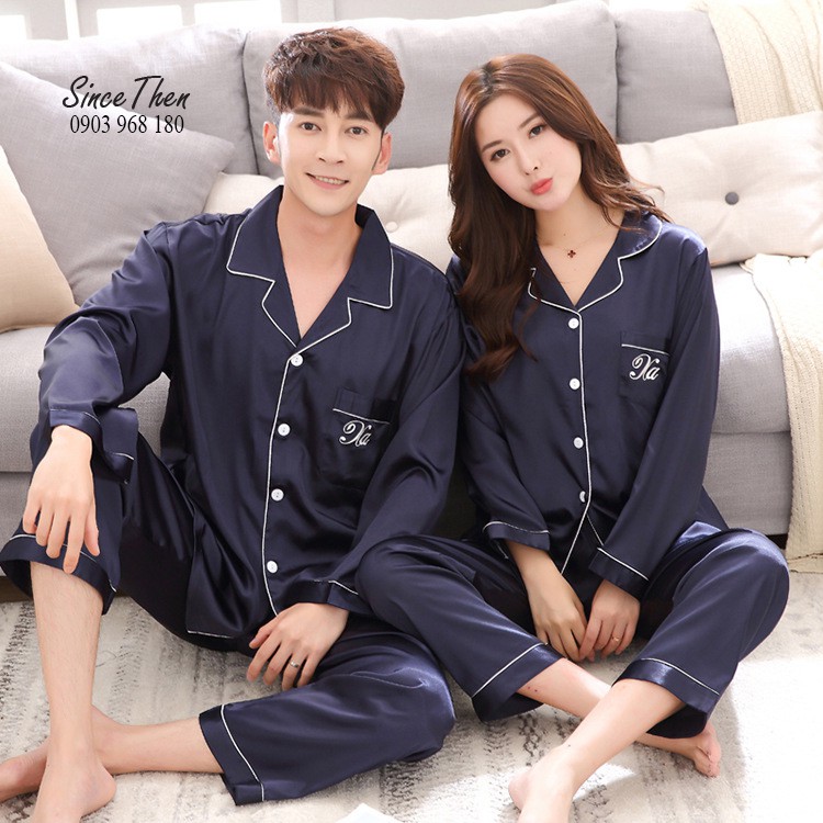 Đồ ngủ đôi nam nữ mặc nhà, Pyjama đôi dài tay lụa cao cấp - Since Then