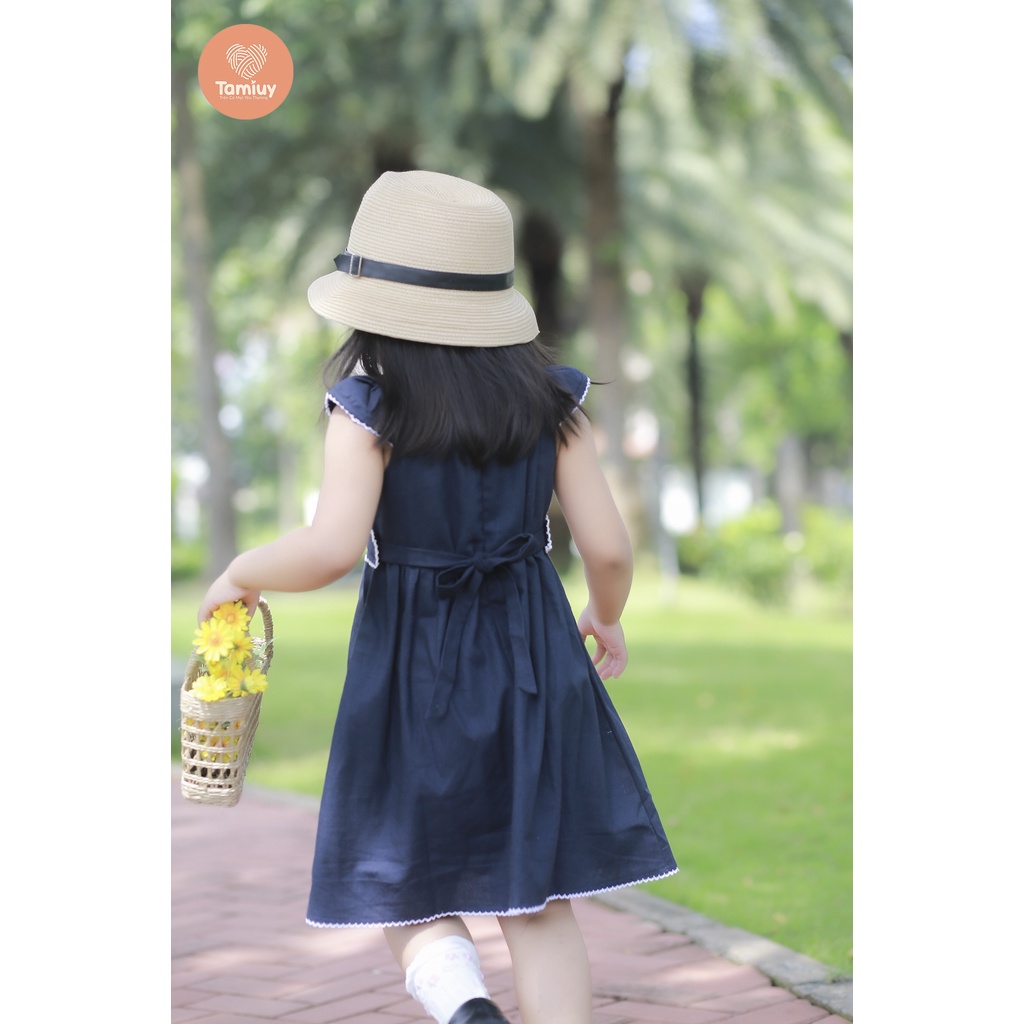 Váy Bé Gái Tamiuy Cao Cấp Thiết Kế Tay Phồng Cánh Tiên Rode ở Cổ Và Eo Chất Liệu Linen Mềm Mại Size Trung