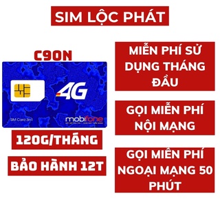 Sim 4G Mobifone C90N Miễn phí tháng đầu, tặng 120GB/Tháng FREE gọi nội mạng, 50 phút ngoại mạng - Sim Lộc Phát 8888