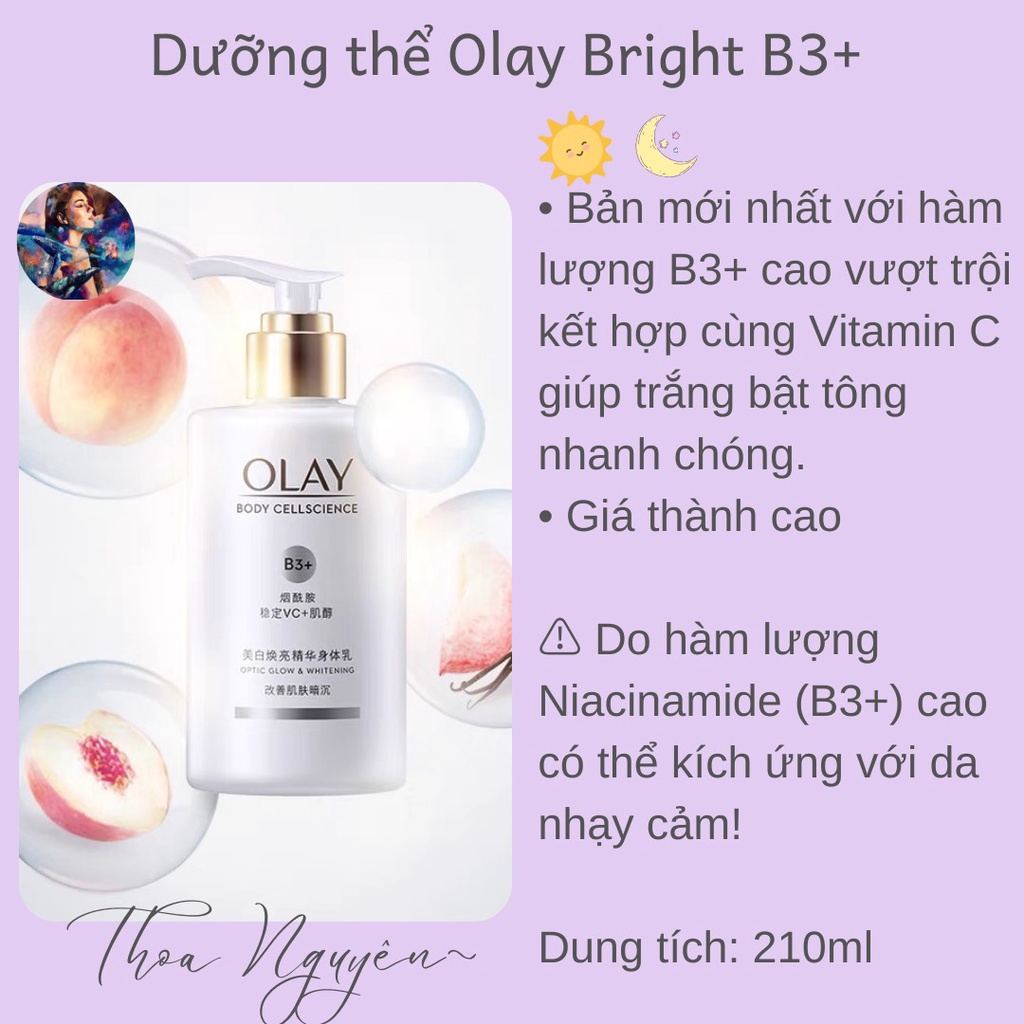 Sữa Dưỡng Thể Trắng Da OLAY B3+ Body Cellscience Super Bright Glow Optic Whitening 210ml