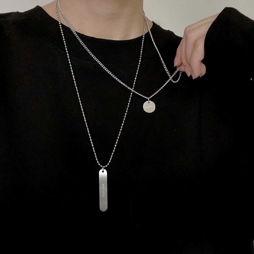 Dây Chuyền Mặt Tròn Khắc Chữ Bằng Thép Titan Không Phai 23313 Thời Trang Cho Nam Nữ