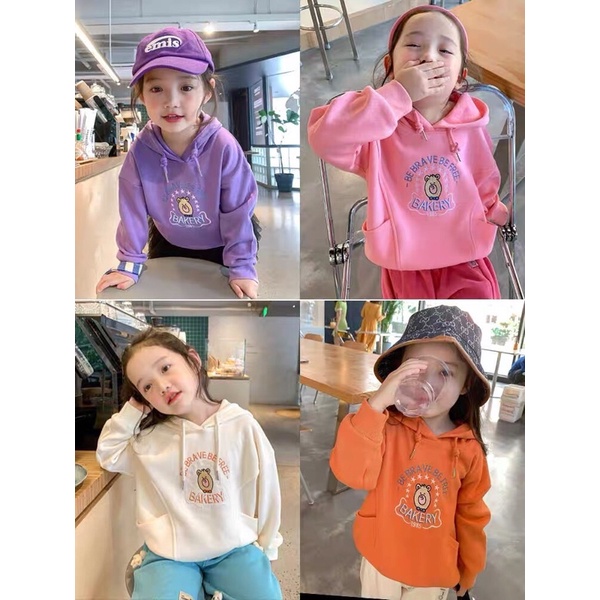 Áo hoodie cho bé trai bé gái chất nỉ bông mịn kèm mũ_Quần áo trẻ em thu đông