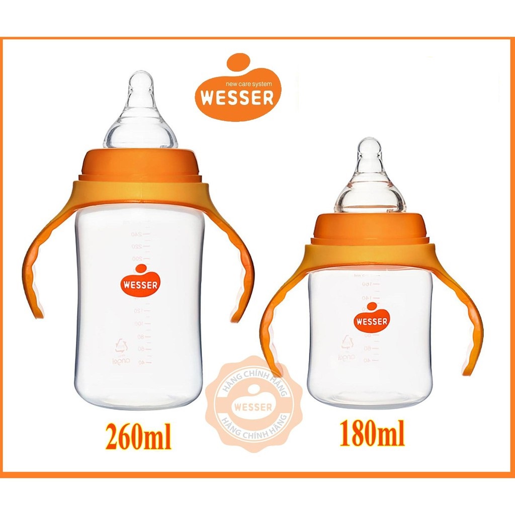 Bình Sữa PP / PPSU Wesser ( 60ml,140ml,250ml/ bình cổ hẹp hoặc 180ml,260ml/bình cổ rộng)