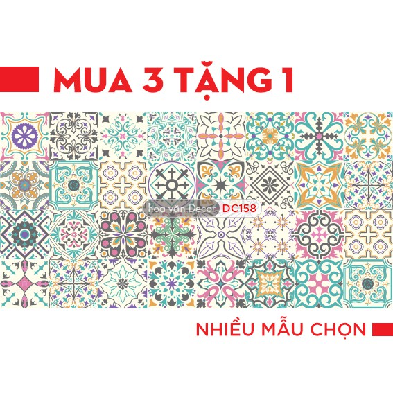 Set 32 ô Decal gạch bông chống thấm dán bếp dán tường - size ô 15cm - Mua 3 Tặng 1