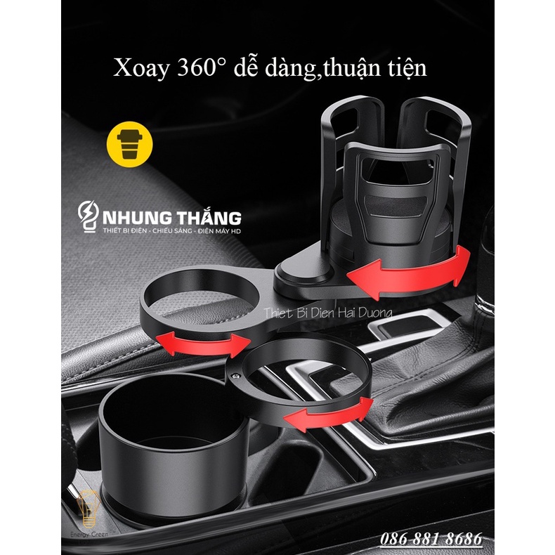 Khay Đựng Cốc Đồ Uống SD-1048 , Thức Ăn trên Ô tô - Xoay 360 độ - Đa Năng , Tiện Lợi - Có Video