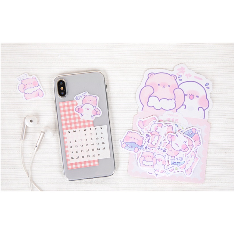 Sticker 40 miếng dán cute chống nước siêu đáng yêu, hình dán mũ bảo hiểm, laptop, điện thoại, vali