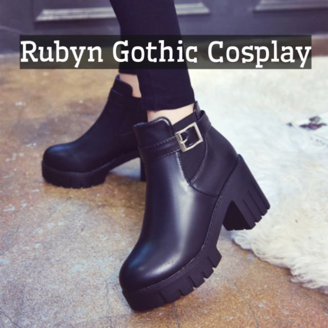 🍁 Giày chelsea boot cổ đế cao 8,5cm cosplay ( Rubyn Gothic Cosplay ) . new new new . 2020 K . : : ' :