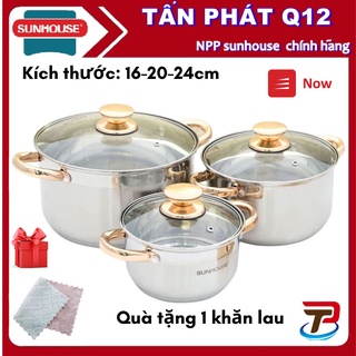 Bộ nồi 5 đáy cao cấp inox bếp từ Sunhouse SH781 HOẶC SH788 (TẶNG 1 KHĂN LAU)