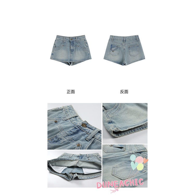 DUNEA Quần Short Denim Dáng Chữ A Thiết Kế Quyến Rũ Cho Nữ
