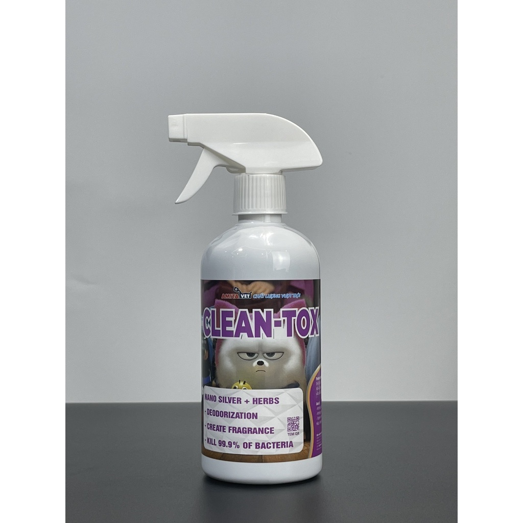 Xịt mùi hôi chó mèo Clean Tox giúp môi trường sạch sẽ thơm mát chai 500ml từ AMITAVET giúp thú cưng khỏe mạnh
