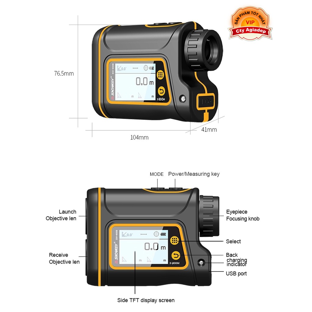 Ống nhòm đo khoảng cách, tốc độ Laser siêu xịn SNDWAY có LCD Kính Viễn Vọng Đo Xa SW800