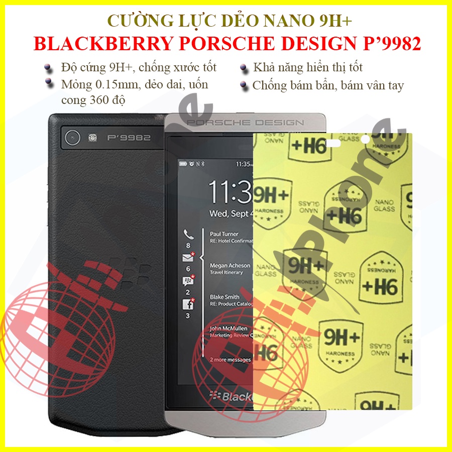Dán cường lực dẻo nano trong hoặc nhám cho Blackberry Porsche Design P9982
