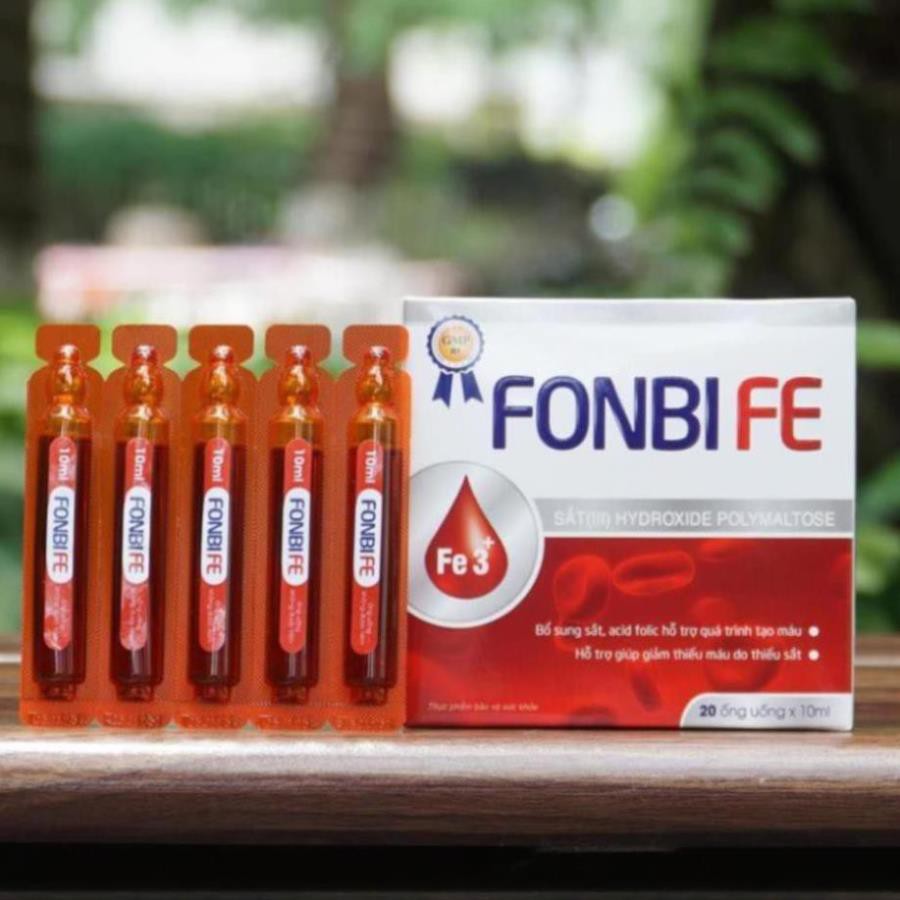 Sắt bầu Fonbi Fe bổ sung sắt - hộp 20 ống giúp tăng cường sức khỏe Hàng Chính Hãng Công Ty