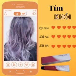 Thuốc nhuộm tóc tím khói lên chuẩn màu + thuốc tẩy tóc colorking caitu