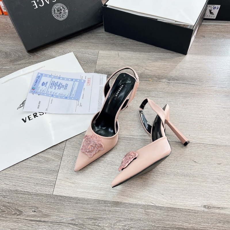 Cao gót quai hậu đính charm 9p