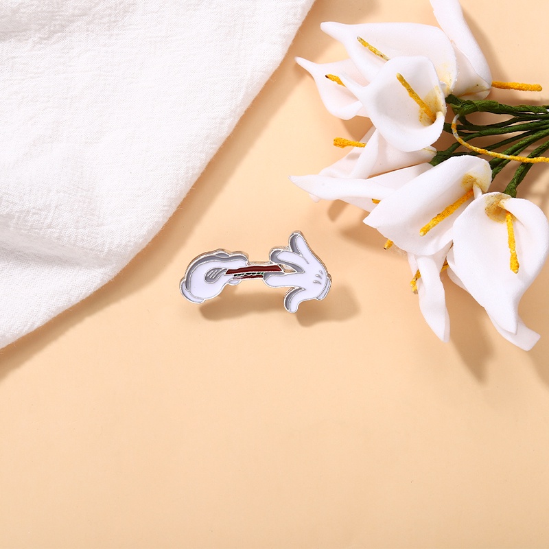 White Hands Enamel Pins  Simple Brooches Lapel Badges Cartoon Animal Jewelry Gift for Friends