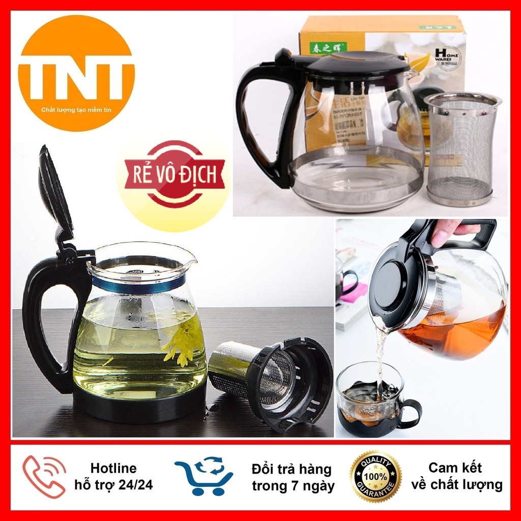 Bình Lọc Trà, Pha Cafe Có Lưới Lọc Dung Tích 700ml và 1.3 Lít