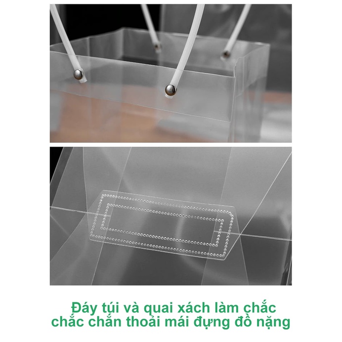 Túi nhựa đựng quà tặng quai trong hình vuông/ túi nhựa mica quai nhựa chắc chắn