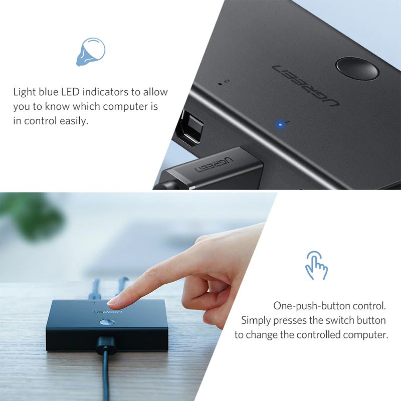 Bộ Chia Sẻ Tín Hiệu USB Cho 2 và 4 Máy Tính PC, Laptop, Macbook Cao Cấp Ugreen 30345 - 30346 - Hàng Chính Hãng
