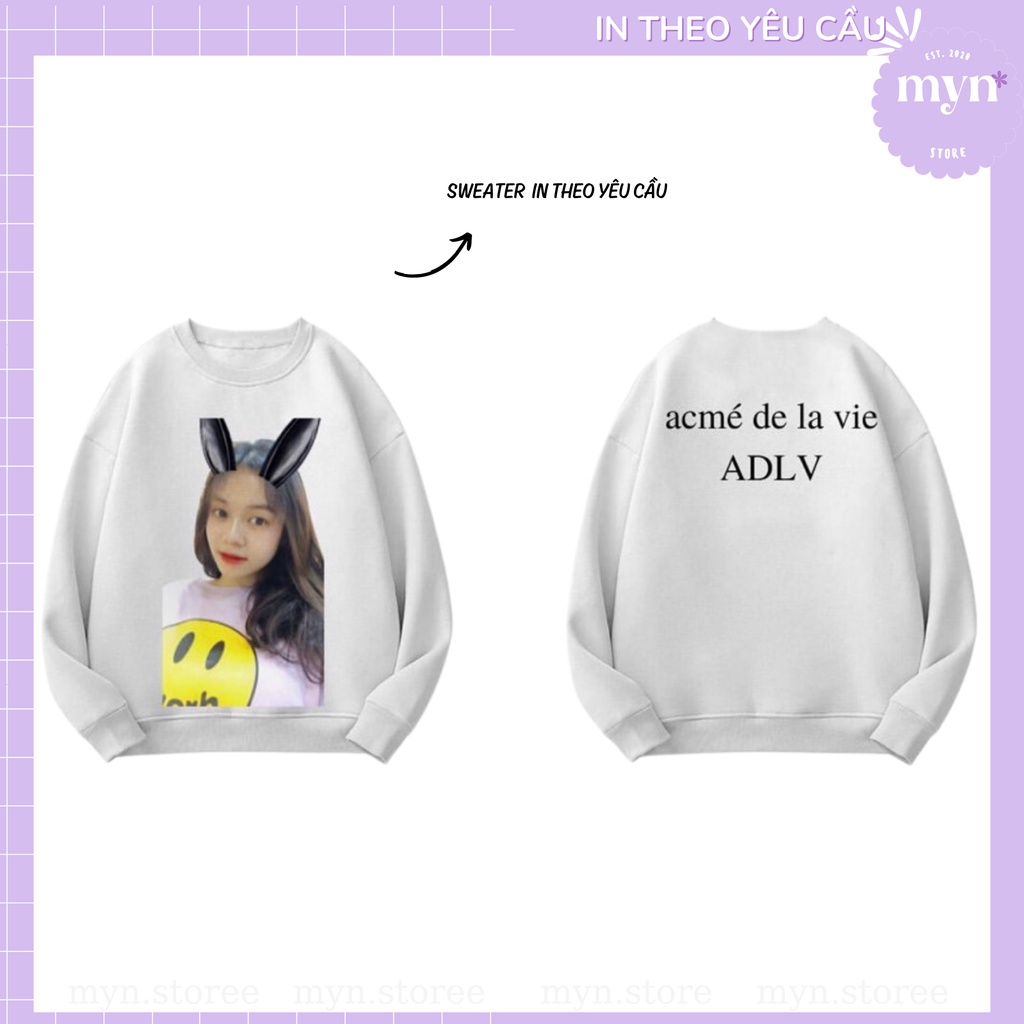 Áo Sweater Trắng In Hình Theo Yêu Cầu, Áo Sweater In Hình Cá Nhân
