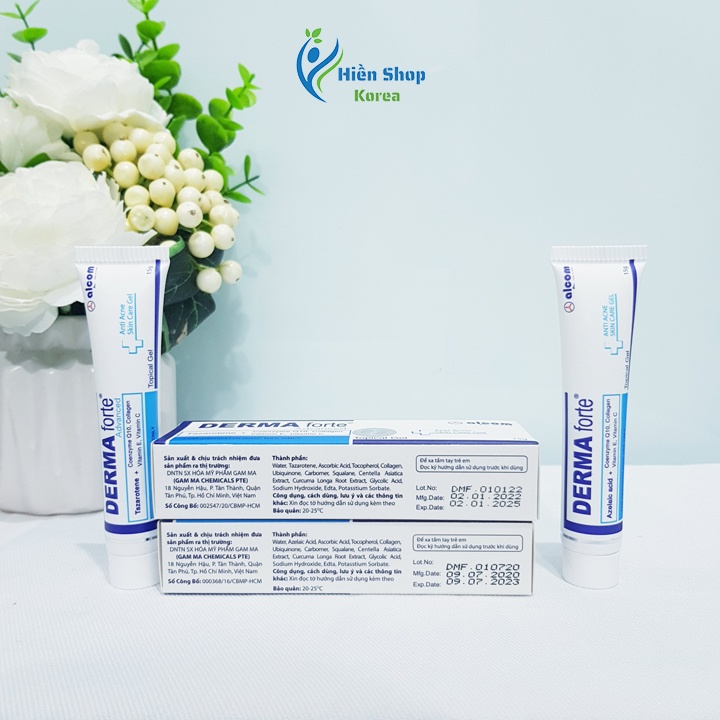 Derma forte advanced gel giảm mụn trứng cá, mụn ẩn, đầu đen, mờ sẹo, ngừa thâm dưỡng da