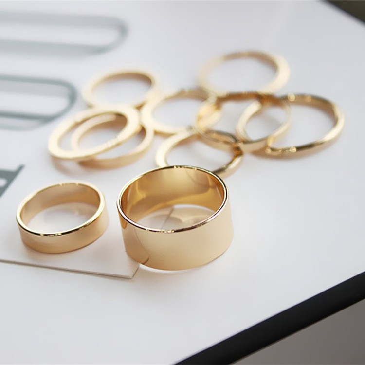 Bộ nhẫn đeo tay kim loại nhiều kích thước dành cho nữ