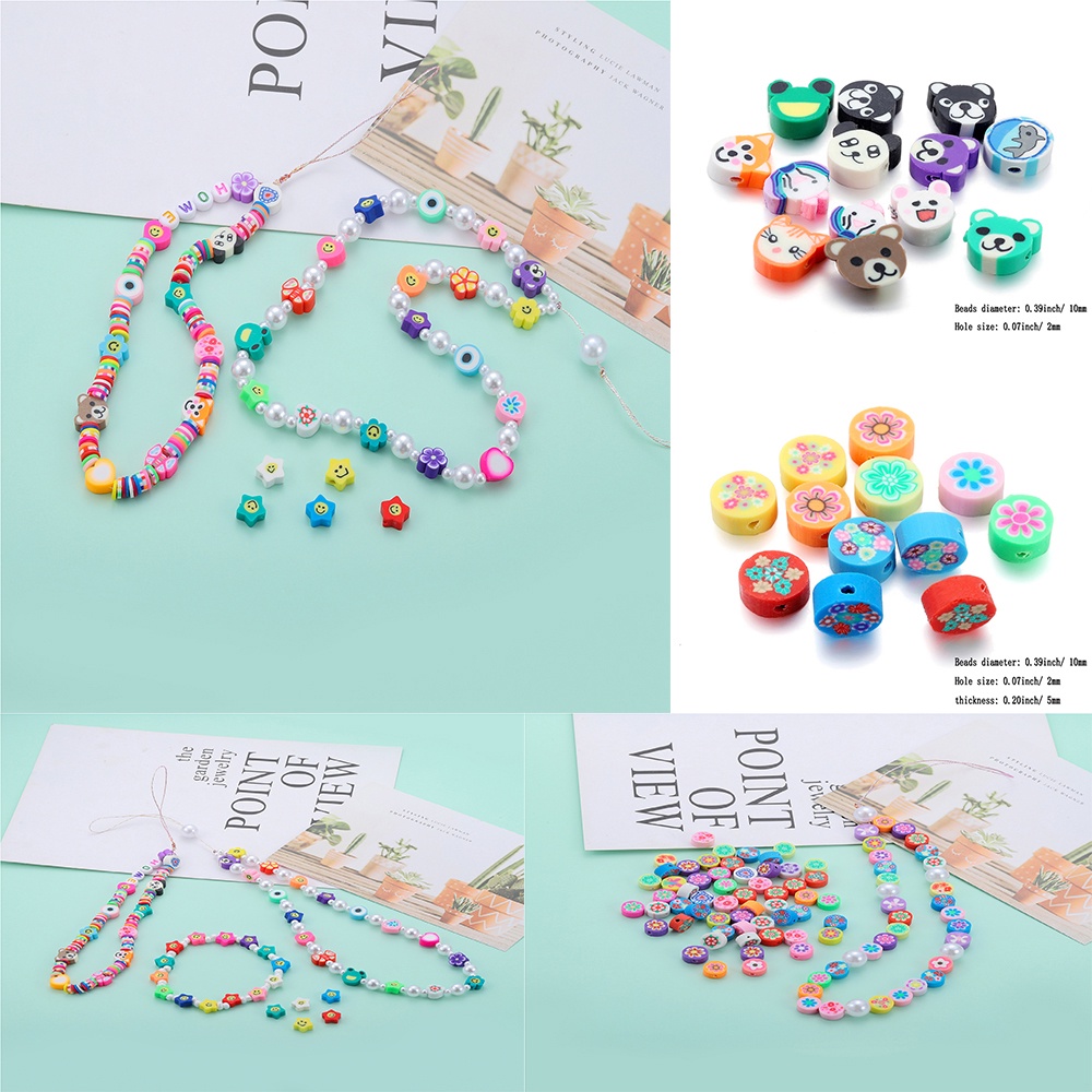 Set 100 Hạt Mềm Họa Tiết Chữ/Bông Hoa/Mặt Cười Tự Làm Trang Sức Đa Dạng Tùy Chọn