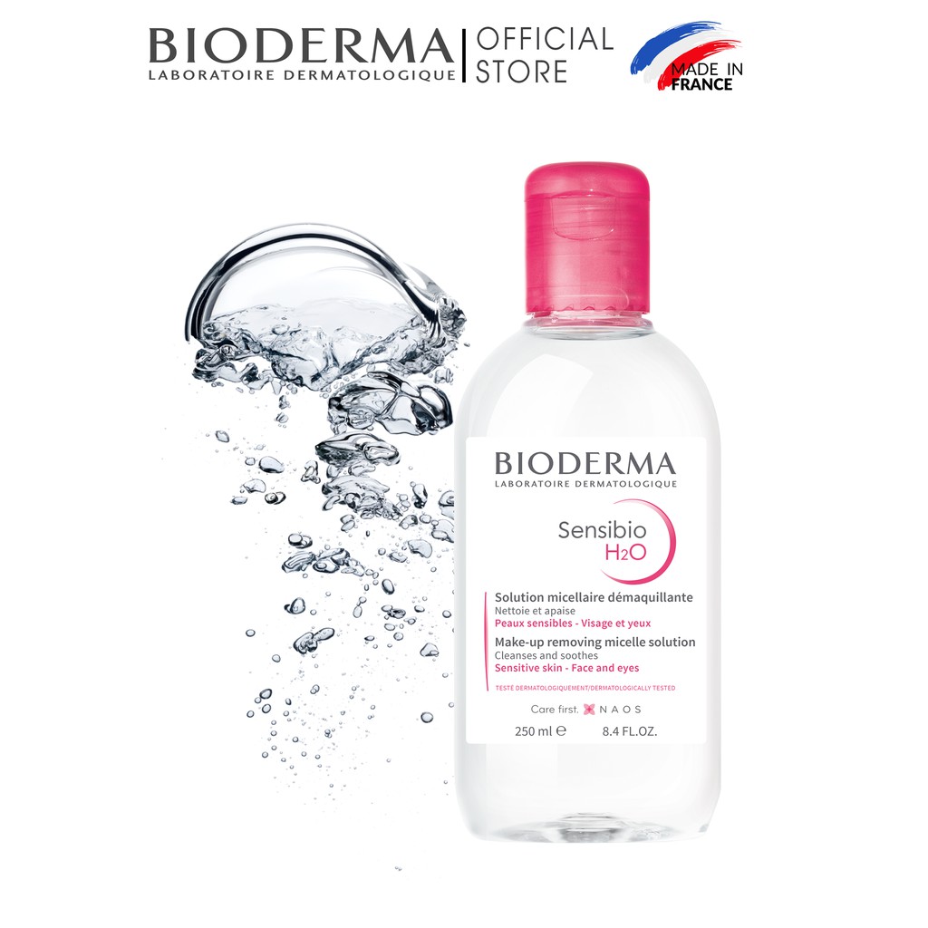 Bộ đôi nước tẩy trang làm sạch micellar cho da nhạy cảm Bioderma Sensibio H2O 250ml và kem dưỡng giảm bọng mắt 15ml