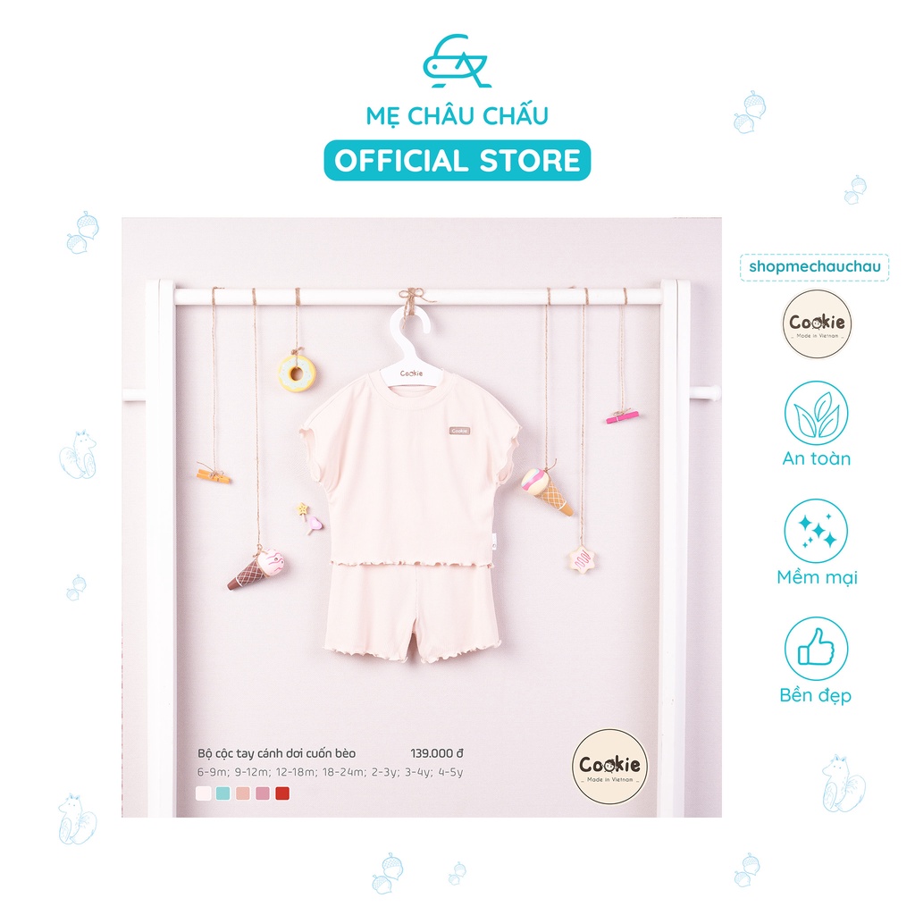 Bộ Quần Áo Cộc Tay Cookie Cánh Rơi Cuốn Bèo