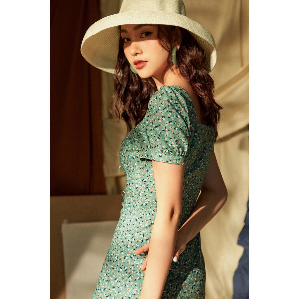 Đầm mini xanh hoa nhí dúm ngực 1VA1033 ADORE DRESS | BigBuy360 - bigbuy360.vn
