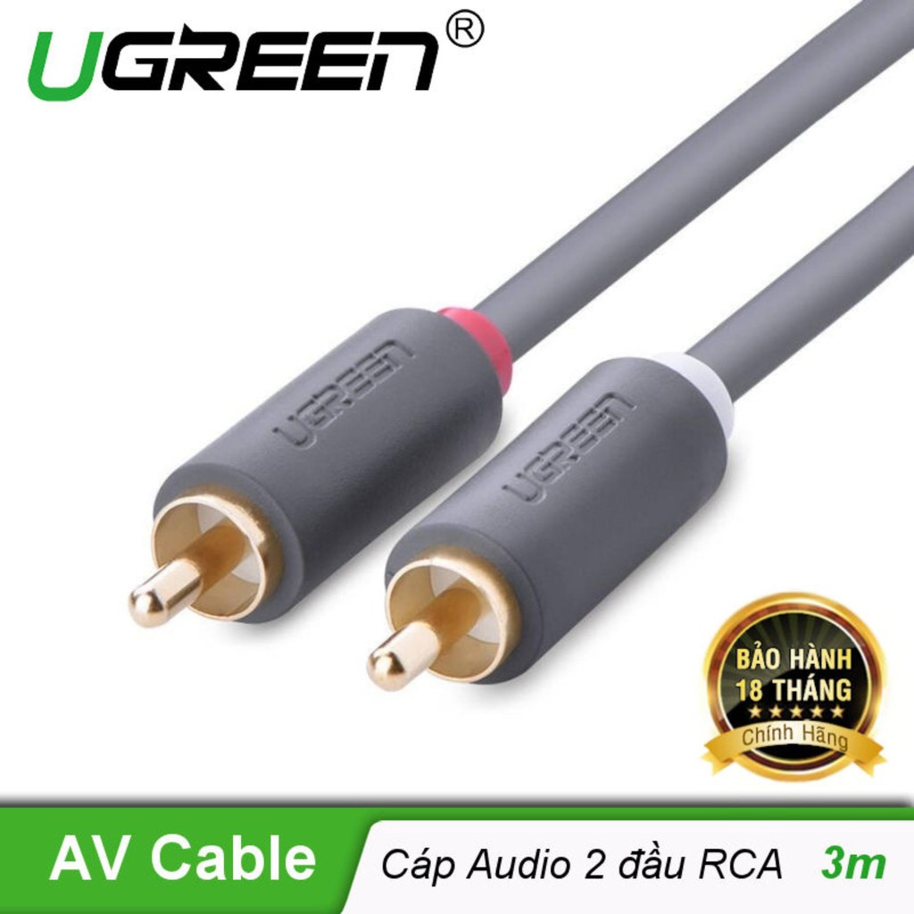 [Mã ELFLASH5 giảm 20K đơn 50K] Dây AV hoa sen 2 đầu RCA 1,5M Ugreen AV104 UG-10517 - Chính Hãng