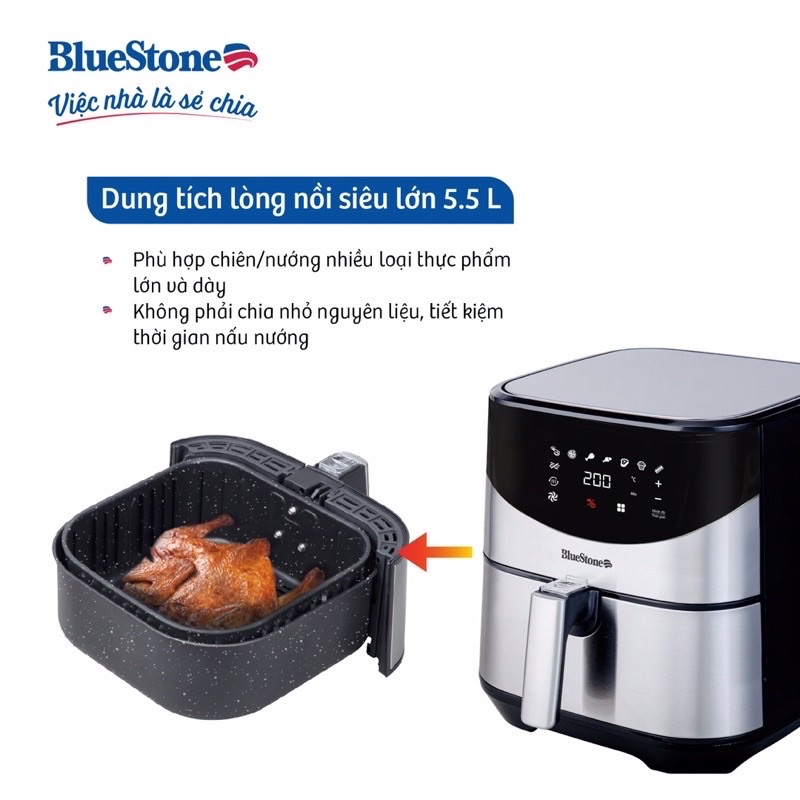 Nồi chiên không dầu điện tử 5.5L BlueStone AFB-5880 Bảo Hành Chính Hãng 24 tháng Toàn Quốc