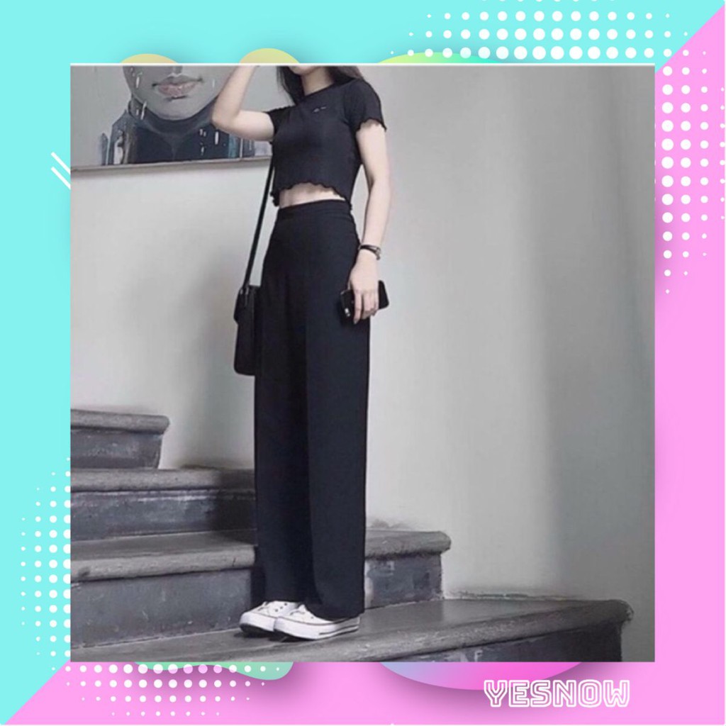 [Qùa Tặng Dây Buộc Tóc Bạn Nhé]] Quần ống rộng dáng dài lưng thon cát Hàn ( có ảnh thật -chất cát hàn)