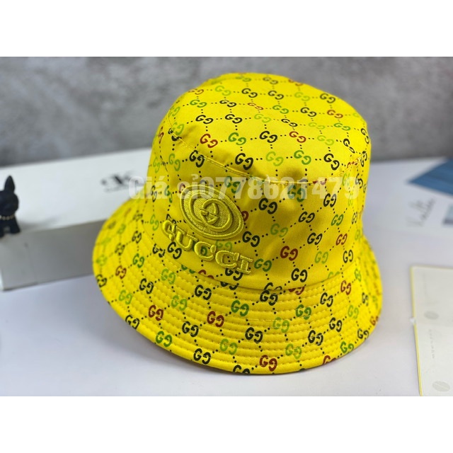 Mũ bo bucket 1 mặt 2 lớp in thêu gG 7 màu thể thao cá tính thời trang nữ