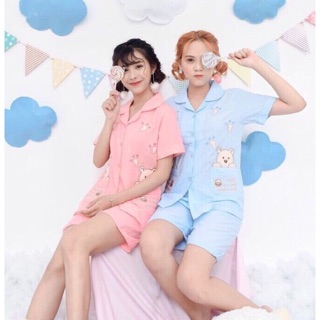 Bộ pijama thêu gấu, hàng nhập