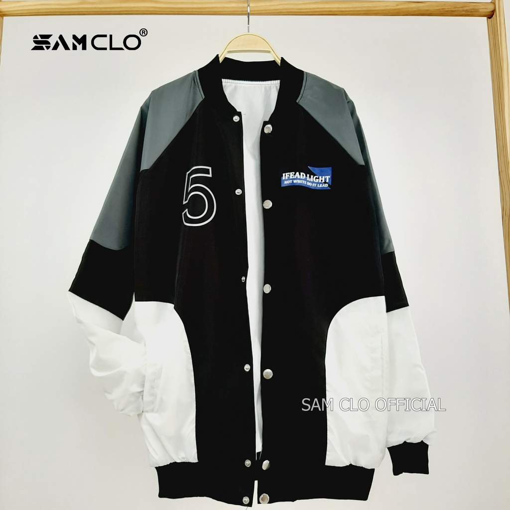 Áo khoác dù bomber 2 lớp nam nữ SAM CLO phong cách bóng chày form rộng unisex mặc cặp - couple in chữ INFEAT SỐ 5