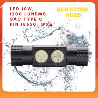 Đèn pin siêu sáng đeo đầu mini type C H02B