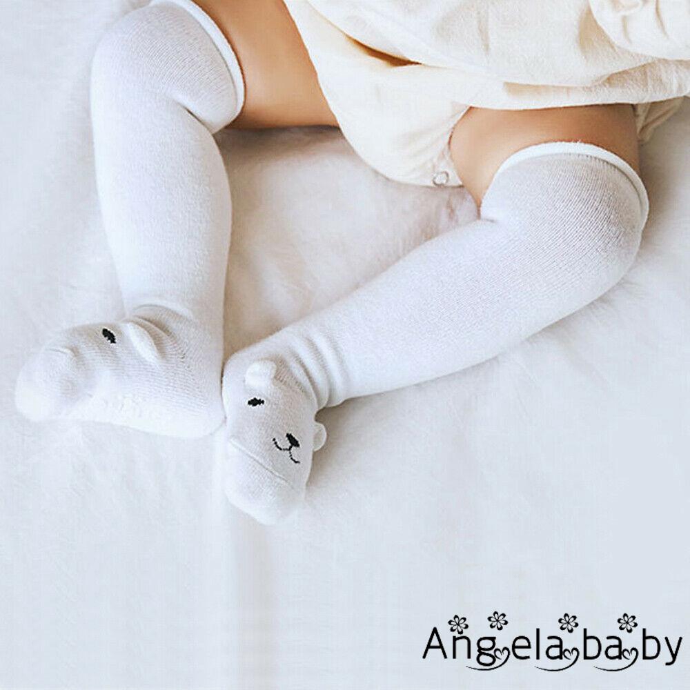 Tất Đầu Gối Vải Cotton Phối Hình Hoạt Hình Cho Bé Gái (0-3 Tuổi)