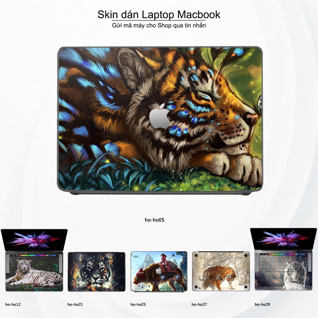 Skin dán Macbook mẫu Con hổ (đã cắt sẵn, inbox mã máy cho shop)