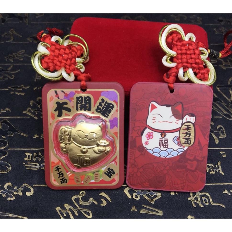 Bao lì xì mèo vàng 24k Như Ý Cát Tường , cúng ngày vía thần tài , có dây treo