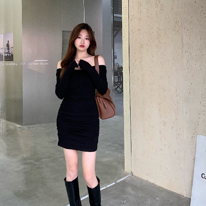 Đầm ôm trễ vai phong cách thời trang Hàn Quốc quyến rũ cho nữ