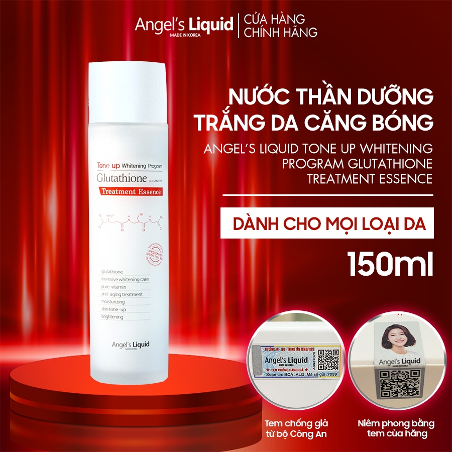 Nước Thần Dưỡng Trắng Da Cân Bằng Độ Ẩm Angel's Liquid Tone Up Whitening Program Glutathione Treatment Essence 150ml