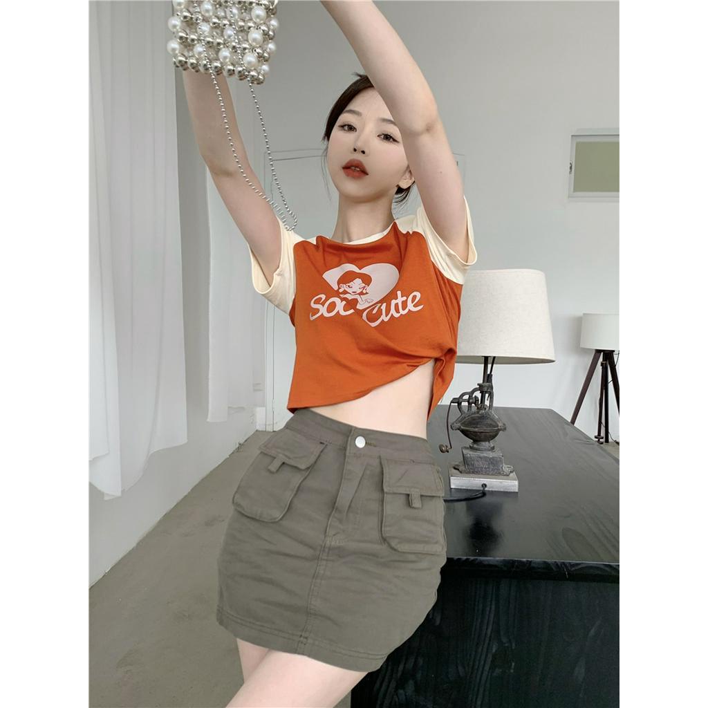 Áo Thun Tay Ngắn Dáng Ôm Màu Sắc Tương Phản Thời Trang 51623