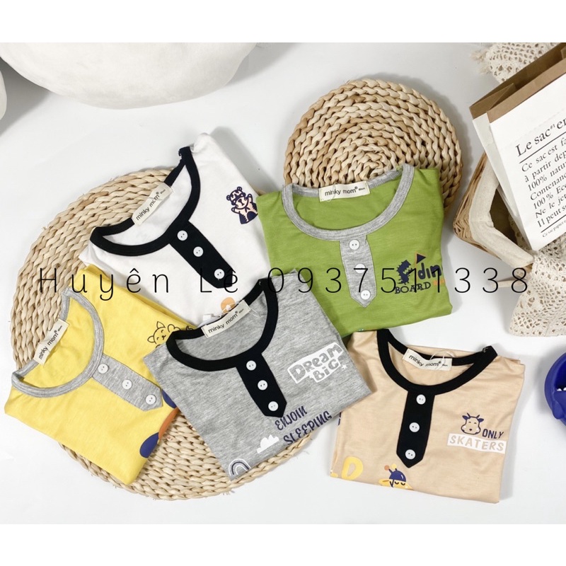 Bộ Dày Tay MINKY MOM cổ nút in hình dễ thương -TH102