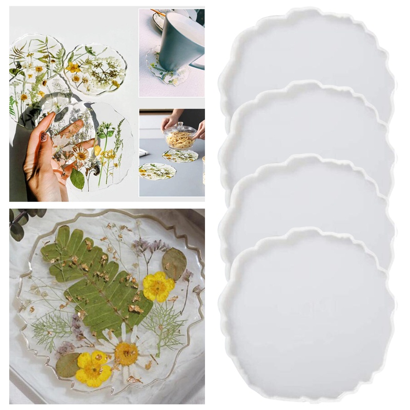 Timex Bộ 4 Khuôn Silicone Làm Đế Lót Ly Họa Tiết Hình Học Độc Đáo Trang Trí Nhà Cửa Diy